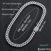 12mm Link Prong Chain NecklaceBracelet 14K White Gold Plated 2 Row Diamond Cubic Zirconia Jewelry