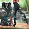 Leggings pour femmes Summer Fashion Flower Skull Print Sport Yoga Suit