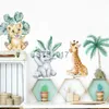 Autres autocollants décoratifs mignons animaux africains éléphant girafe feuilles Stickers muraux pépinière aquarelle vinyle sticker mural enfants enfants bébé chambre décor x0712