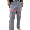 Women s Jeans Pentagram letter print jeans American hip hop street couples retro loose fitting fashion washing straight pants brand selling 230711