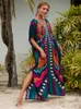 Basic Vrijetijdsjurken Veelkleurig Kaftan Bohemen Print V-hals Maksi-jurk met vleermuisvleugel Mouw Strandkleding voor dames Maksi-jurk met halve mouw Gewaad Q1342 230711