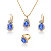 Collar pendientes conjunto 4 unids/set colgante collares pendiente pulsera anillo diamantes de imitación joyería cristal moda mujer accesorios nupciales