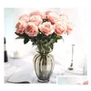 Ghirlande di fiori decorativi 13 colori Rosa artificiale vintage 51 cm / 20 pollici Mazzi per bouquet da sposa Decorazione Goccia Deli Dh4O6