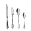 Dinnerware Sets 4PC Luxury Cutlery Set 304 Stainless Steel Flatware Tableware Silverware Table Fork Knife And Spoon Drop