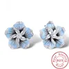 Stud Vecalon Flower earring Pave AAAAA Cz stone Real 925 Sterling silver Statement Party bröllop Stud Örhängen för kvinnor Smycken 230711