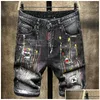 Herrenjeans Dsquared Kurz für Herren Herren Jean Uomo Knie Lässig Designer Luxus Zerrissene Damen Lila Drop Delivery Appare Dhfzk