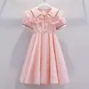 Kız Elbiseleri Kızlar Zarif Küçük Koku Elbise Yaz Dantel Bebek Boyun Prenses Elbise İnce Çocuk Şifon Uzun Elbise 4-13yhkd230712