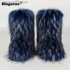 Boots Women's Winter Fluffy Faux Fox Fur Boots Woman Plush Warm Snow Boots Luxury Footwear Furry Fur Bottes Fashion Winter Shoe T230712