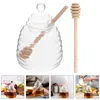 Ensembles de vaisselle 1 ensemble de sirop transparent pour bocal en verre recouvert de café support de confiture de conteneur de miel exquis