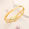 Fashion Classic Jewelry Designer Bracelet Gold Plated Brand Double Letter Bracelet Crystal Rhinestone Valentines Day Wedding Party