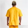 Mens Camisetas 5 Cores Mens Camisetas Muscle Fitness Sports T-shirt Masculino Hip Hop Oversized Algodão Ao Ar Livre Moda Verão Curto Sleev Dhvz12