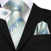 Gravatas borboleta Paisley Menta Azul Seda Casamento Gravata Para Homens Presente Gravata Masculina Handky Cufflink Set Moda Negócios Festa Dropship Hi-Tie Designer