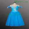 Bühnenkleidung Lake Blue Green romantisches Kleid Damen Giselle Cinderella langes individuelles Blumenfest rosa romantisches Bauern-Tutu-Kleid fo351v