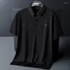 Polo da uomo Sport Streetwear Moda Oversize 6XL 7XL 8XL Polo in seta nera ghiaccio 2023 Estate maniche corte Top T-shirt