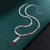 Pendant Necklaces Sparkling 9*14MM Ruby Gemstone Pendant Necklace for Women Luxury High Carbon Diamond Cocktail Party Fine Jewelry Birthday Gift HKD230712