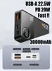 30000mAh Power Bank PD 20W Ricarica rapida Batteria di emergenza esterna Portatile Powerbank ausiliario esterno di ricambio 20000mAh QC3.0 L230712