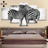 Hd No Frame Zebra Toile Peintures Noir et Blanc Mur Art Affiche et Imprimer 5 Pièces Impression Image pour La Décoration De La Maison L230704