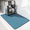 Table Mats Coffee Mat Hide Stain Rubber Backed Absorbent Dish Drying For Kitchen Counter-Coffee Bar Accessories Blue 30X40cm