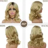 Perucas Sintéticas GNIMEGIL Loiro Ondas Naturais Cabelos Para Mulheres Loiro Dourado Dark Roots Ombre Peruca Traje Feminino Halloween Senhora