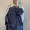 Abbigliamento etnico Satin Plain Musulmano Abaya Abito Dubai Turchia Hijab Cintura Donna African Eid Islam Modest Ramadan Abbigliamento marocchino Kaftan Robe