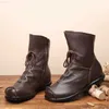 Boots 2022 Spring New Fashion Design Подличный кожаный женский женский ботинок с плоской каблуком винтажной женской обуви