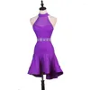 Stage Wear Violet Standard Jupe De Danse Latine Femmes Avancé Tango Rumba Samba Robe De Jeu Sexy Adulte Compétition Robes De Danse