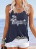 Damen-Tanks, Sommer-Tanktop für Frauen, Kokosnussbaum, Palmenblatt, Ozean, Grafik, Racerback-T-Shirt, Urlaub, ärmelloses Hemd, Strandurlaub, Weste, Tops