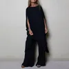 Zweiteilige Damen-Hosen, elegante Mode, Damen-Hosenanzüge, Büro-Damen, übergroß, formell, Chiffon, unregelmäßig, gerade, Tops, 2-teilige Hose