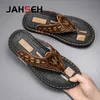 Slippers Handmade Flip Flops Grain Slippers Summer Breathable Men Casual Shoes Non-slip Outdoor Men Beach Shoes Leather Sandals 230711