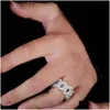 Klaster pierścionki Hip Hop kubański pierścionek z rombem Fl cyrkon Bling 18K pozłacane biżuteria na palce Drop Delivery Dhwje