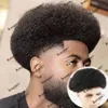 Cabello humano Natural 0,06mm Base de piel Afro hombres reemplazo de cabello tupé Durable PU 4mm hombres peluca para hombres negros prótesis capilar