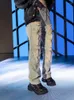 Jeans da uomo Harajuku Cerniera con foro strappato Decora pantaloni blu lavati Pantaloni in denim casual con taglio sfilacciato dritto Jeans larghi unisex