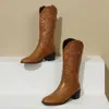 Buty Vintage Cowboy Western Women's Boots 2023 Haftowane kwiaty kowbojskie damskie buty damskie L230712