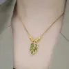 Pendant Necklaces Genuine 18K Gold Diamond Ginkgo Leaf Pendant Necklaces for Women Simple Zircon Neck Chain for Women Fine Jewelry Gifts HKD230712