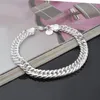 Nowy projekt 6MM 8MM 10MM 925 Sterling Silver Figaro Chain bransoletka moda męska biżuteria najwyższej jakości Link męskie bransoletki