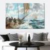 Nautische kunst canvas schilderij acht klokken Montague Dawson kunstwerk handgeschilderde eetkamer decor