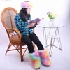 Slippers Winter Women Fashion Warm Faux Fur Snow Boots Set Purse Hair Cover Ladies Hip Hop Plush Fluffy Faux Fur Snow Boots Furry Shoes T230712