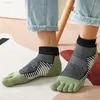 Calcetines para hombre, 5 par/lote, punta de verano para hombre, cinco dedos, algodón fino, malla de tobillo, transpirable, deporte que absorbe el sudor