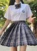 Skirts JMPRS Plaid Women Pleated Skirt Bow Not Summer High Waist Preppy Girls Dance Mini Skirt Cut A Line Harajuku Sexy Japan Faldas 230711