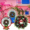 Simulation de fleurs décoratives mur suspendu porte de noël rouge guirlande de décoration en plastique de fruits avec des lumières