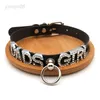 Collares pendientes Nuevas letras personalizadas Correa Collar de aro Gargantilla Collar Mujeres Hombres BDSM Papá Esclavo Cosplay Gancho Gargantilla Joyería Juguetes sexy HKD230712