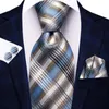 Gravatas borboleta presente de chegada cinza azul xadrez gravata de casamento de seda para homens abotoaduras à mão moda festa de negócios dropshiping designer de gravata alta