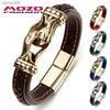 MOZO FASHION Groothandel Punk Mannen Multi Kleur Echt Leer Roestvrij Staal Hoge Kwaliteit Handgemaakte Cadeau Voor Cool Boy Sieraden 081 L230704