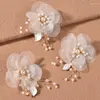 Hair Clips White Flower U Shaped Hairpin Pearl Elegant Pins Clip Jewelry Accessories For Women Wedding Ornaments ML