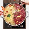Pentole per zuppa Cinesi divise con coperchio in vetro Fonduta Pentole in acciaio inox Fornello a induzione Pentola Accessori per la cucina 230711