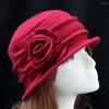 Geniş Memul Şapkalar Zarif kova kadın cloche bayanlar şapka kapağı yün kış vintage çiçek beyzbol kapakları ve kadınlar için küçük