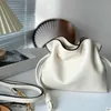 Lucky Bag Handbag Designer Plain Cowhide äkta lädersträng Cross Body Purse Hasp Pouch Avtagbar axelband Kvinnor Handväskor Hög kvalitet