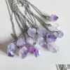 Подвесные ожерелья REIKI HEALING Natural Crystal Corlecle IRREGAR Камень Аметисты бросают ювелирные украшения Dh1xm