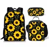 Рюкзак Creative Fashion Fashion Fashion Frong Sunflower 3D Print 3PCS/SET STUCK SCOUL SCHOOL BAGS ноутбук для ланча дневной пакет