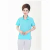 T-shirts voor heren Zomer Casual T-shirt met korte mouwen Heren Dames Danstop Tees Groepsprestatiekleding Losse polohals Streept-shirt